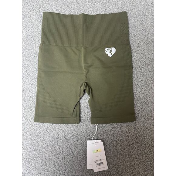 Women’s Best Power Seamless Cycling Shorts green khaki small - Picture 4 of 5